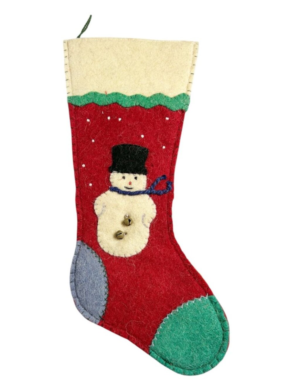 Vintage Style Multicolor Wool Felt Snowman Christmas Stocking